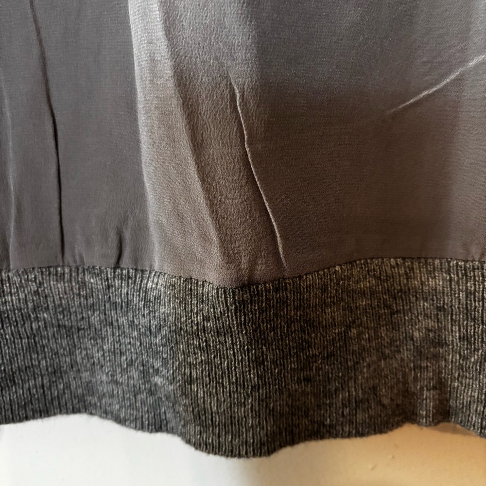 Magaschoni Women’s Sz L Cashmere Silk Mixed Media V-neck Gray Sweater Top - Picture 5 of 7